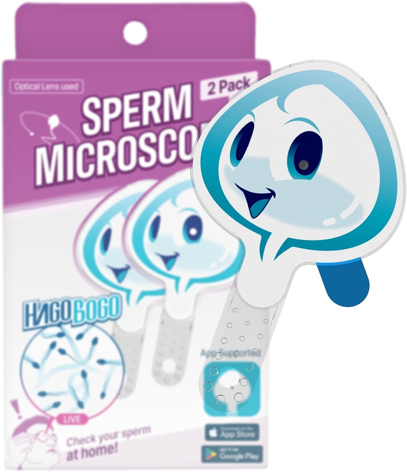 Hagobogo male fertility observation microscope and motility viewer in a 2-pack, at-home wellness device for sperm analysis.