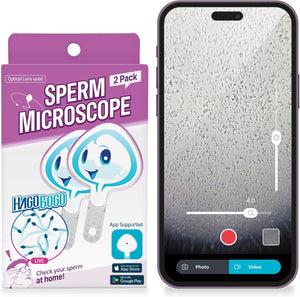 Hagobogo male fertility observation microscope 2-pack with single-use motility viewer for at-home sperm analysis and wellness testing.