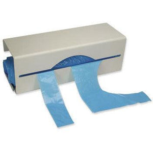 HPC 14-inch roll apron and bag holder mounted on wall, designed for organized storage of aprons and bags in a commercial kitchen.