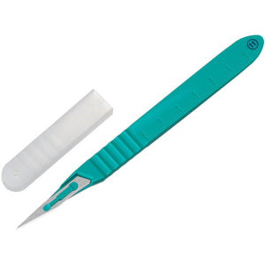 Instrapac disposable scalpel No. 11 blades, pack of 10, with sharp pointed blades and plastic handles for precise surgical cuts