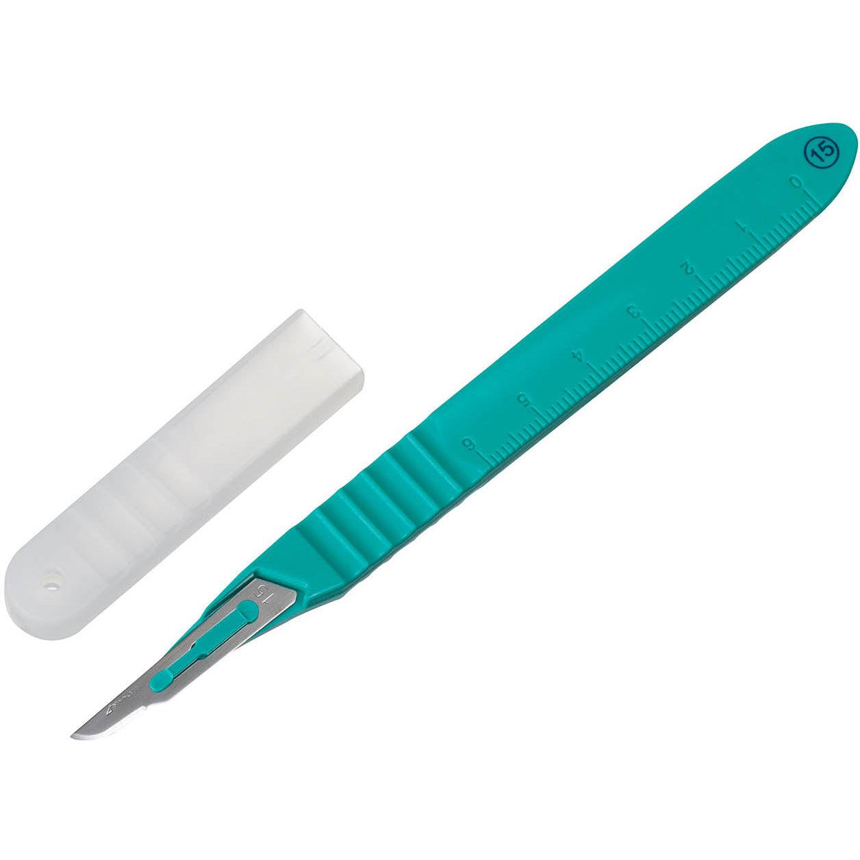 Instrapac disposable scalpel No.15 blade pack of 10, sterile surgical blades with sharp cutting edge for medical procedures