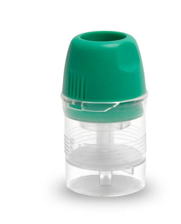 Intersurgical Cirrus™2 Nebuliser with clear plastic components and mouthpiece for respiratory aerosol therapy.