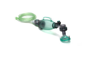 Intersurgical infant BVM resus system with 280ml bag, pressure relief valve, detach O2 reservoir, and single mask.