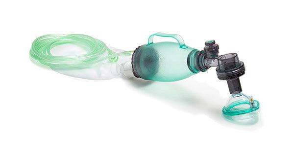 Intersurgical infant BVM resuscitation system with 280ml bag, pressure relief valve, size 1 mask for pediatric ventilation.