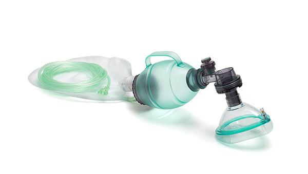 Intersurgical paediatric BVM resuscitation system with 550ml bag, pressure relief valve, and S3 mask for infant ventilation.