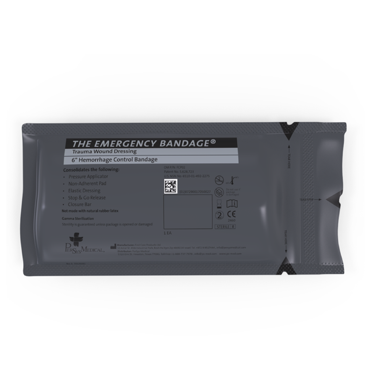 Israeli Emergency Trauma Bandage 6 Inch with Pressure Bar