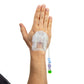 IV Glove 3.0 strapless IV securement gloves, pack of 25, shown in contact with a patient's arm for secure IV placement.