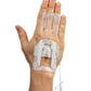 IV Glove 3.0 strapless IV securement device on open hand, designed for secure IV placement and easy application.