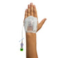 Open and closed pediatric IV Glove EasyStick IV securement device by IV Glove, designed for strapless IV stability.