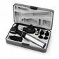 Keeler Fibre Optic Otoscope with standard battery showing a close-up of the handheld device and its viewing lens.