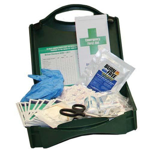Koolpak British Standard BSI workplace travel first aid kit with first aid supplies in a compact case.