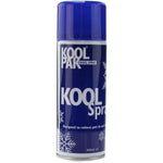 Koolpak Freeze Spray 400ml can with blue and white label, used for cooling and pain relief, positioned upright on a plain background.