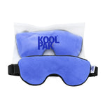 Koolpak reusable hot and cold moist heat eye mask with blue cover and adjustable strap