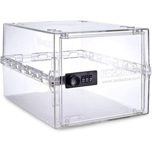 Clear Lockabox One™ Crystal plastic lockable storage box with a transparent design for secure, versatile organization.