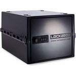 Lockabox One™ Jet lockable storage box with transparent design and secure lid for safe organization and travel security.