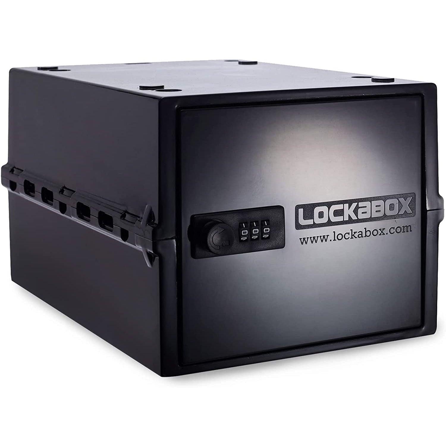 Lockabox One™ Jet lockable storage box with transparent design and secure lid for safe organization and travel security.