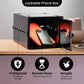 Lockabox One™ Jet plastic security storage box with lock and transparent design, ideal for secure personal storage.