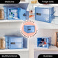 Lockabox One™ Medi Blue plastic lockable storage box with transparent lid and compact design.