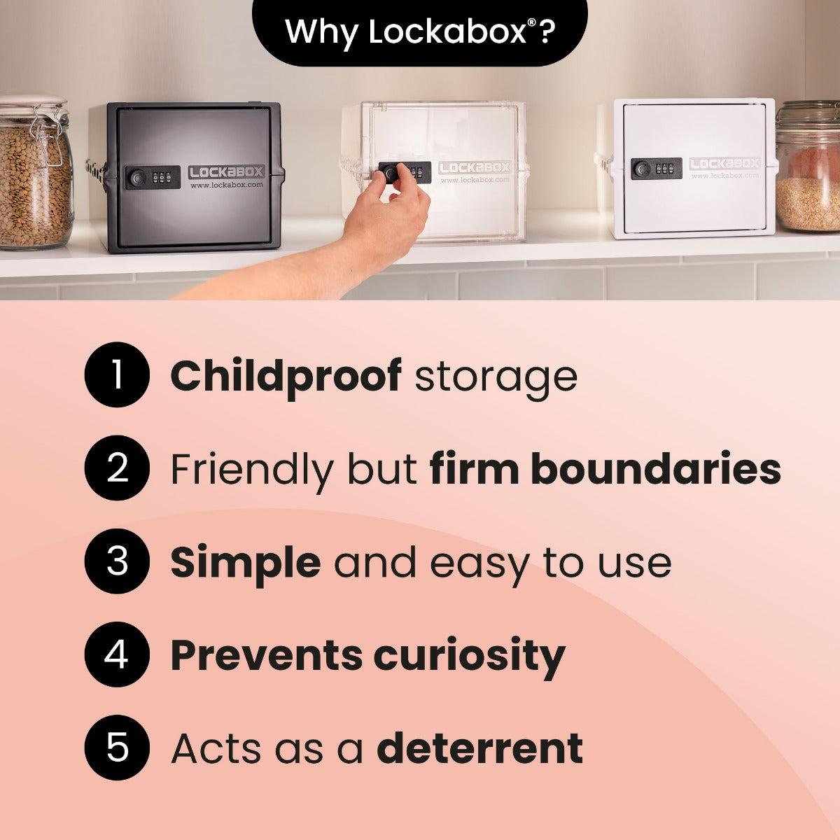 Clear Lockabox One™ Crystal storage box with secure lid and compact design, ideal for organizing small items.