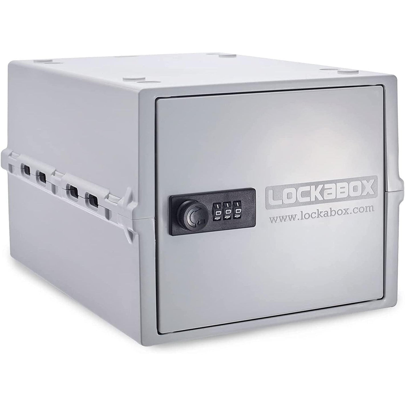 Lockabox One™ Opal White plastic lockable storage box with digital lock for secure organization and safety.
