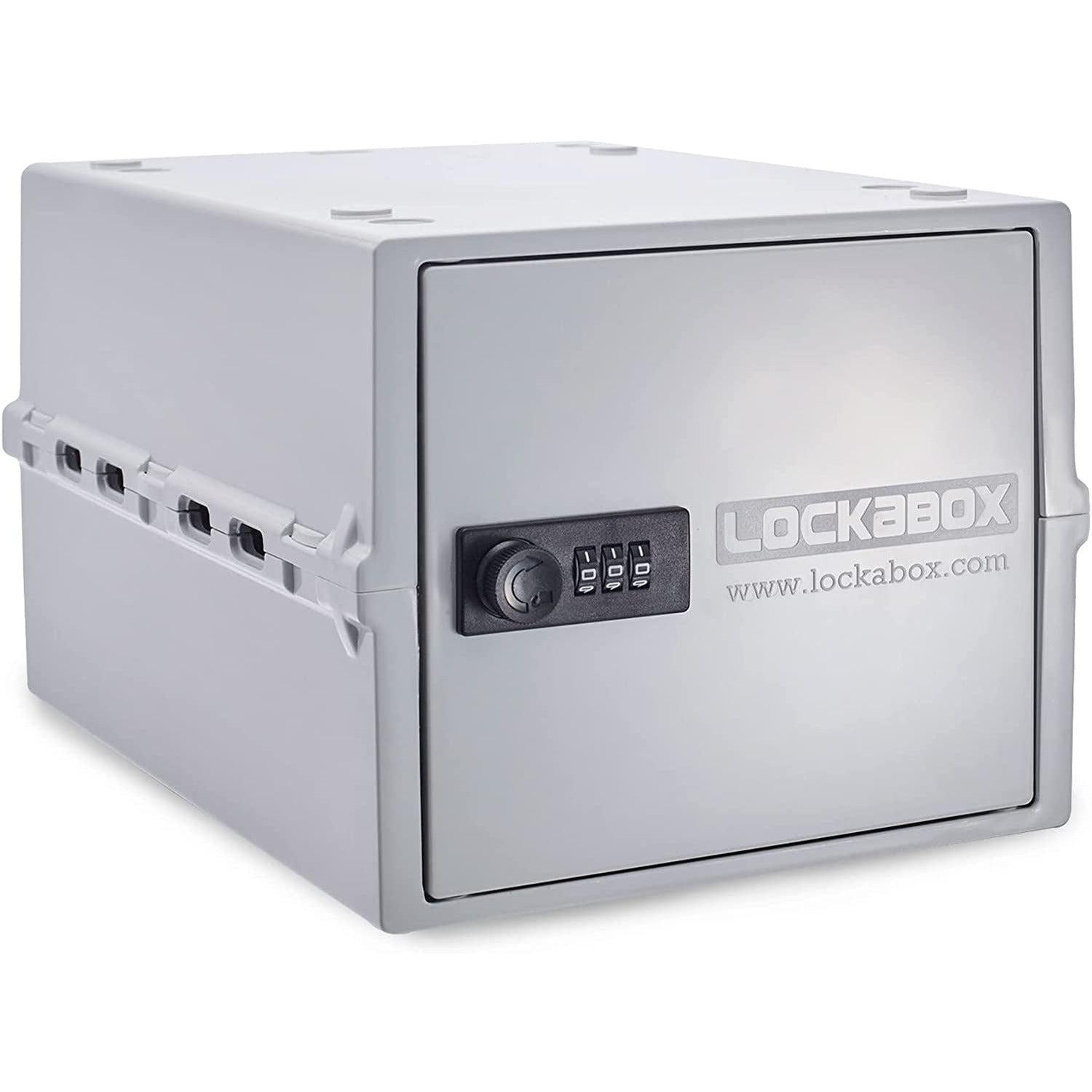 Lockabox One™ Opal White plastic lockable storage box with digital lock for secure organization and safety.