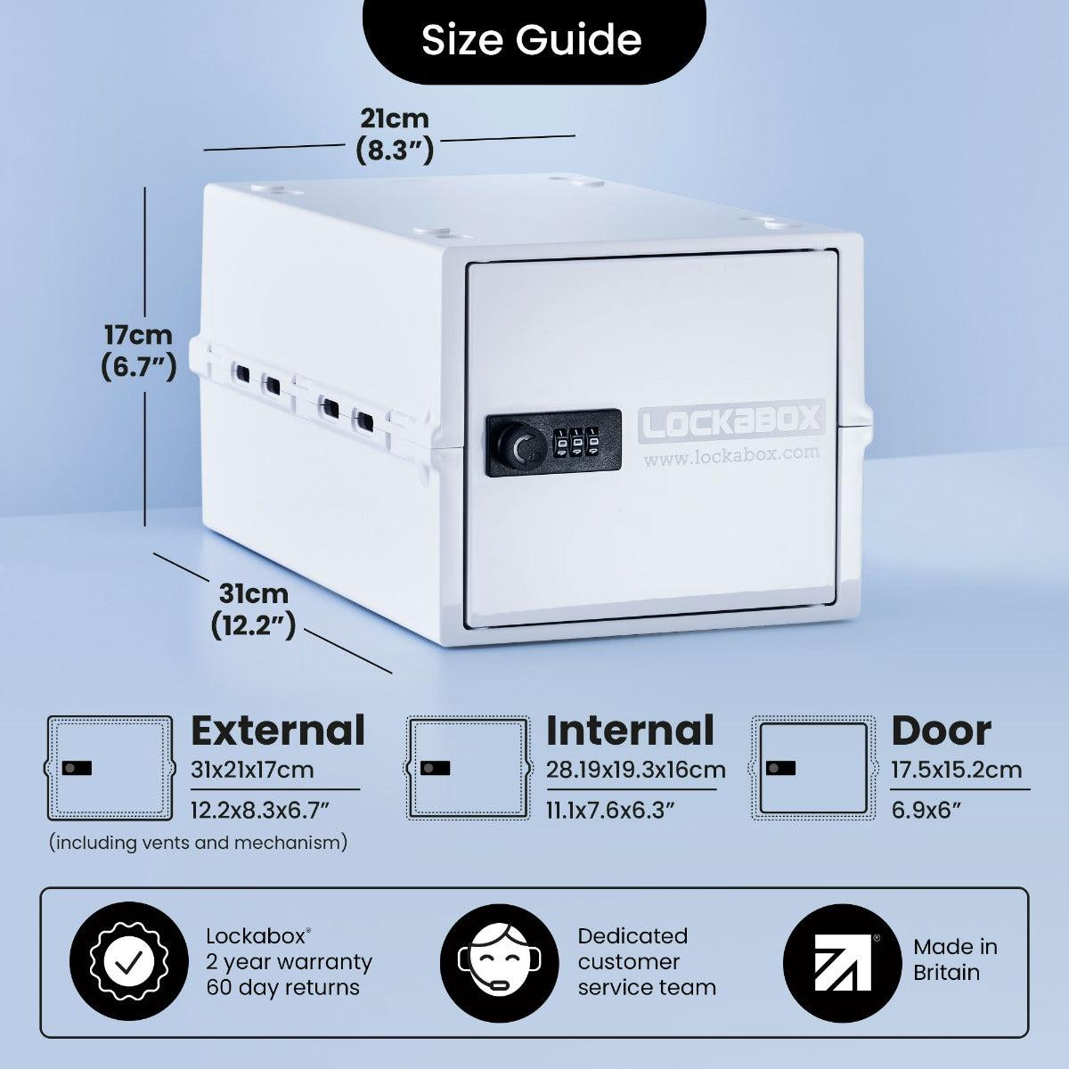 Lockabox One in Opal White, compact lockable storage box with transparent design and secure lid for safe organization.