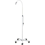 Luxamed LED examination lamp on a 5-foot powder-coated white stand, providing focused lighting for medical or dental exams.