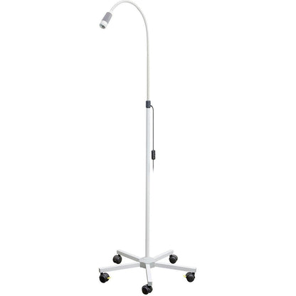 Luxamed LED examination lamp on a 5-foot powder-coated white stand, providing focused lighting for medical or dental exams.