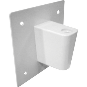Luxo wall backing plate in metal with mounting holes, used to support and secure lighting fixtures or equipment.