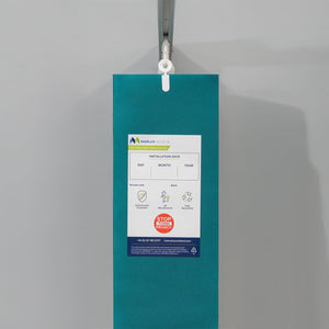 Marlux™ 4.2M universal anti-bac forest green curtain hanging, single panel, antimicrobial fabric, for hygiene and privacy.