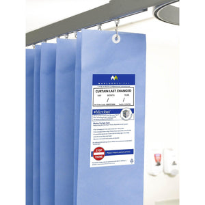 Marlux™ 4.2M x 1.95M universal anti-bac curtains hanging in a doorway, designed for hygienic, antimicrobial protection.