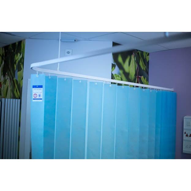 Marlux™ 4.2M x 1.95M universal anti-bac curtain hanging in a room, showcasing durable fabric and antimicrobial features.