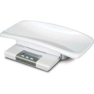Digital baby and toddler scale with contoured tray and LCD display, white medical device