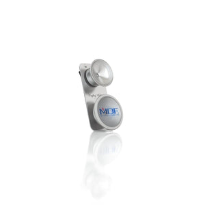 Pediatric attachment with clip for MD One Epoch Titanium stethoscope, accessory for pediatric auscultation in medical exams.