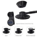 MDF Instruments pediatric blackout attachment with clip for MD One Epoch Titanium stethoscope, designed for secure fit and durability.