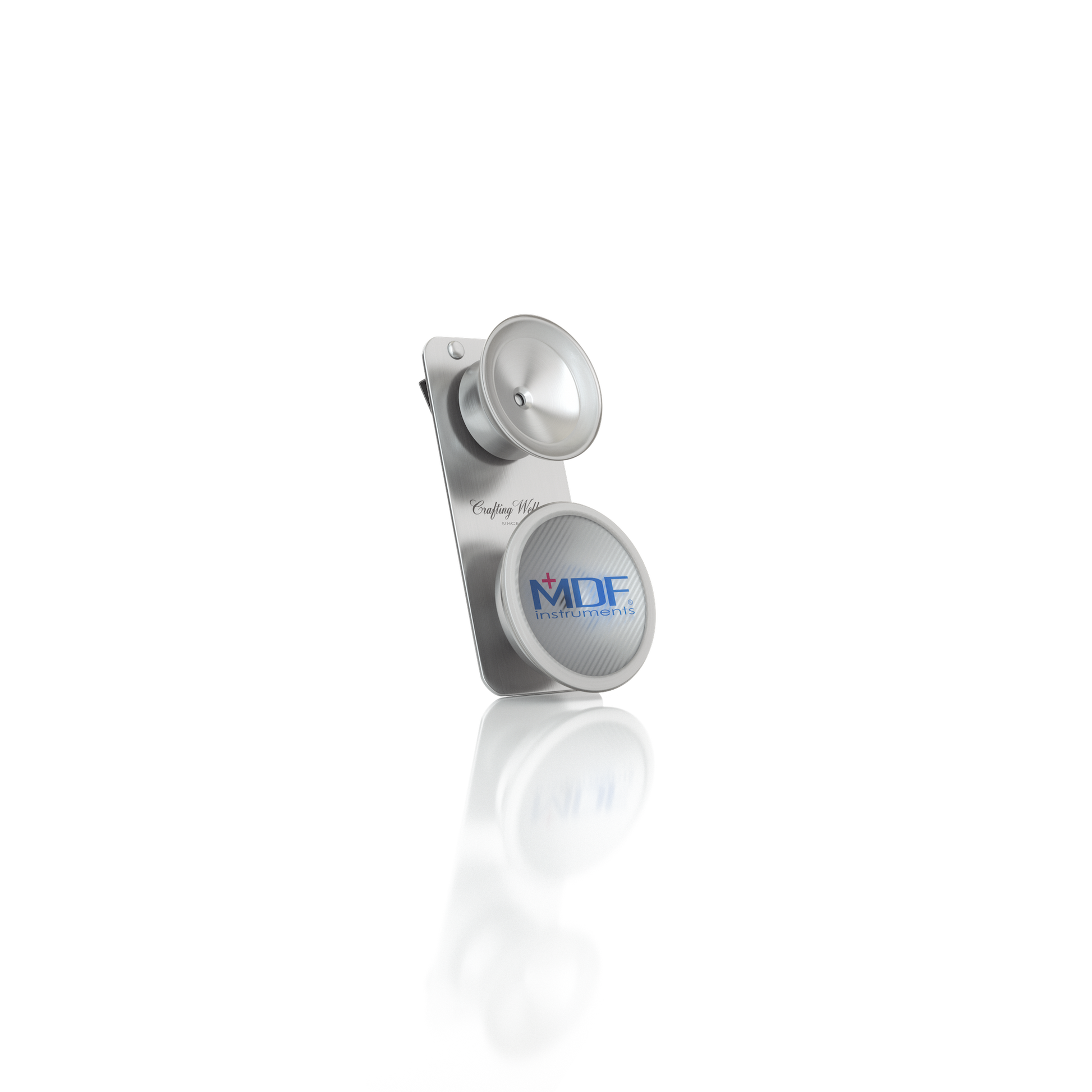 Rose gold pediatric and neonatal attachments with clip for ProCardial® Titanium stethoscope by MDF Instruments.