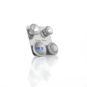 MDF Instruments pediatric and neonatal attachments with clip for ProCardial titanium stethoscope, showing clip and attachment details.