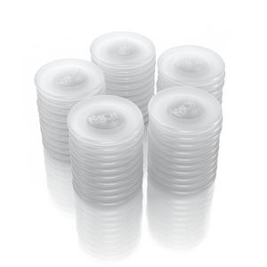 MDF Instruments Puresona® single-use diaphragms for stethoscopes, shown with poker chip packaging, high-quality medical accessory
