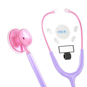 MDF Instruments ACOUSTICA® Pink Stethoscope with pink tubing and chest piece, designed for medical professionals.