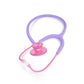 Pink ACOUSTICA® MDF Instruments stethoscope with light purple tubing, featuring a dual-head chest piece and comfortable eartips.