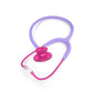 MDF Instruments Acoustica Pink Stethoscope with PinkAlloy and Cher tubing, light purple color, showing flexible tubing and chest piece