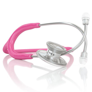 MDF Instruments Acoustica® Stethoscope in fuchsia with dual head chest piece and flexible tubing, professional medical diagnostic tool