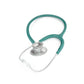 Green MDF Instruments Acoustica stethoscope with silver chest piece, designed for medical professionals.