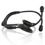 MD One® adult stethoscope in black and blackOut color by MDF Instruments, showing the chest piece and flexible tubing.