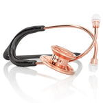 Black and rose gold MD One® adult stethoscope from MDF Instruments with flexible tubing and dual-sided chest piece.