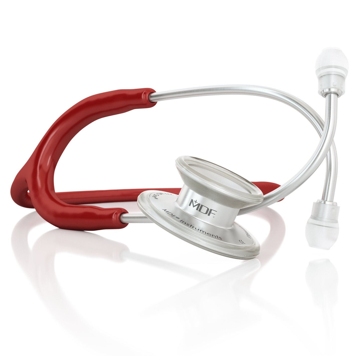 MDF Instruments MD One® adult stethoscope in burgundy with flexible tubing and chest piece, designed for medical professionals
