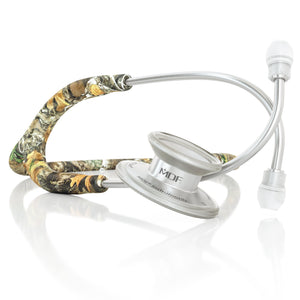 MD One® adult stethoscope by MDF Instruments with Realtree Edge camouflage tubing and chest piece, designed for medical professionals.