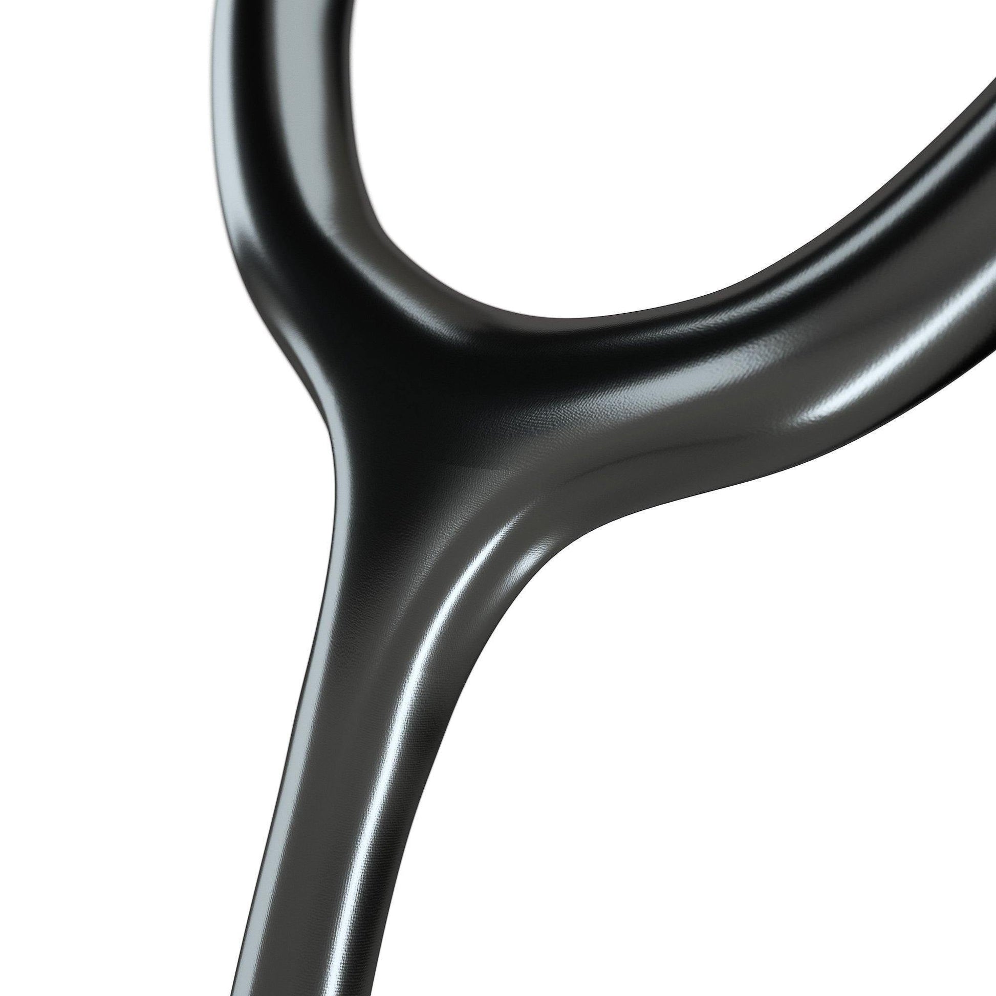 MDF Instruments MD One Epoch Titanium adult stethoscope with black tubing and rose gold accents, shown in close-up.