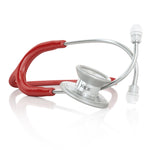 MD One® Epoch® Titanium adult stethoscope in burgundy with flexible tubing and chest piece, designed for medical professionals.