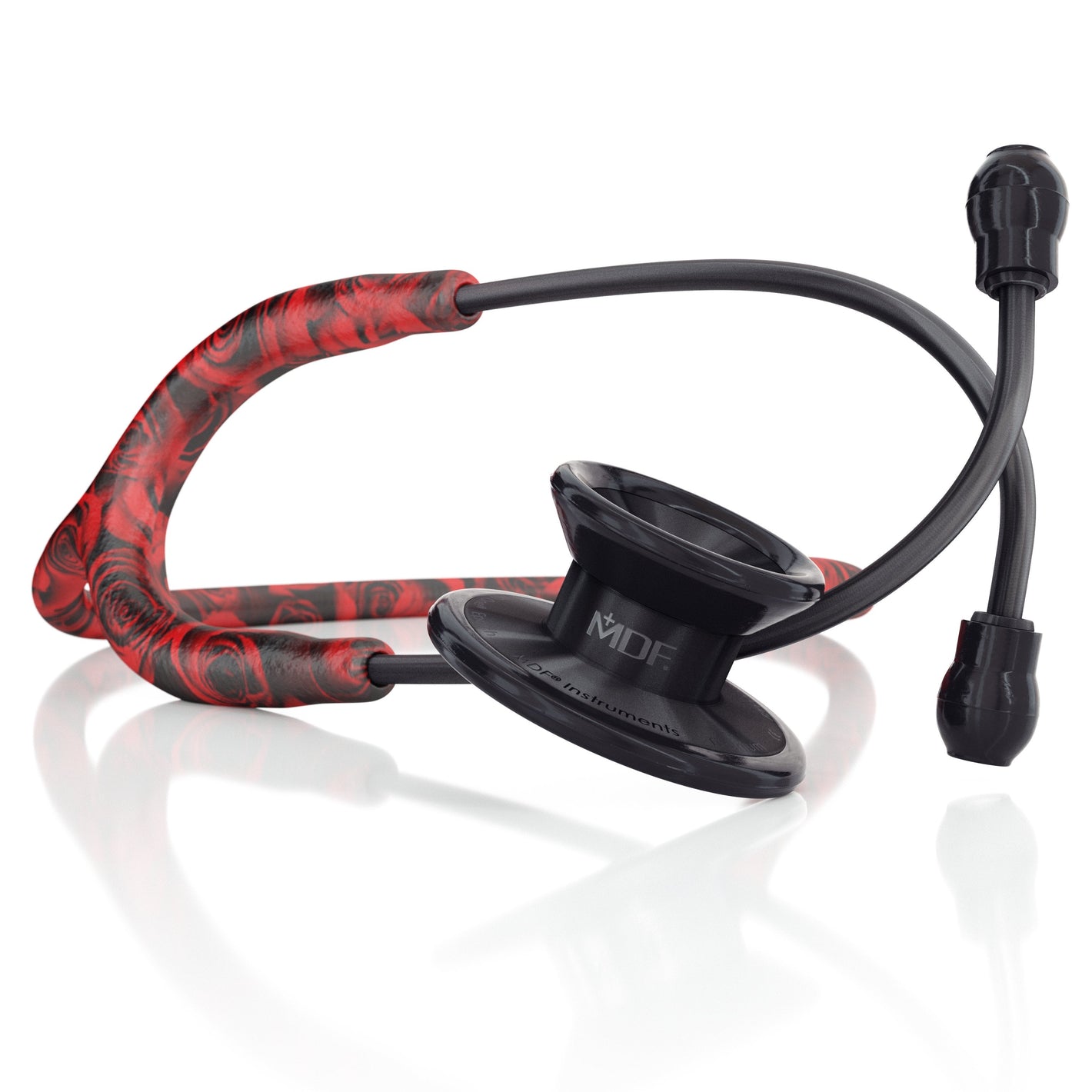 MD One® Epoch® Titanium adult stethoscope in rose color, featuring lightweight titanium chest piece and flexible tubing.